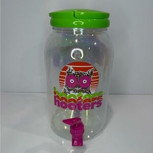 Hooters Clear Iridescent Beverage Dispenser Easy Pour Spigot Pink Orange Green